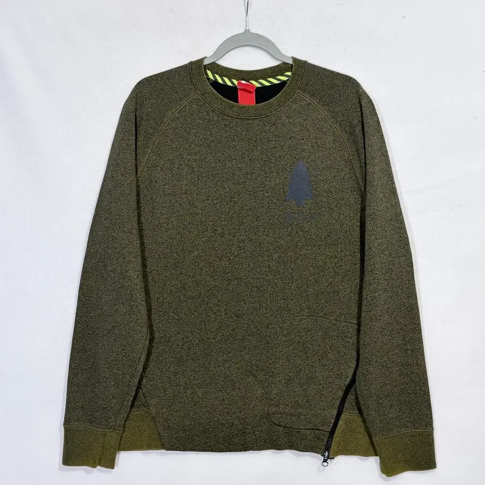 Nike Sweatshirt Men’s Large Green Pullover Athletic Long Sleeve Side Zip